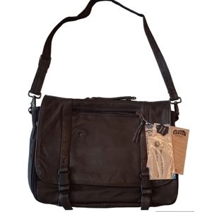 Mens Grand Teton Canyon Outback Brown Leather Laptop Commuter Brief New!